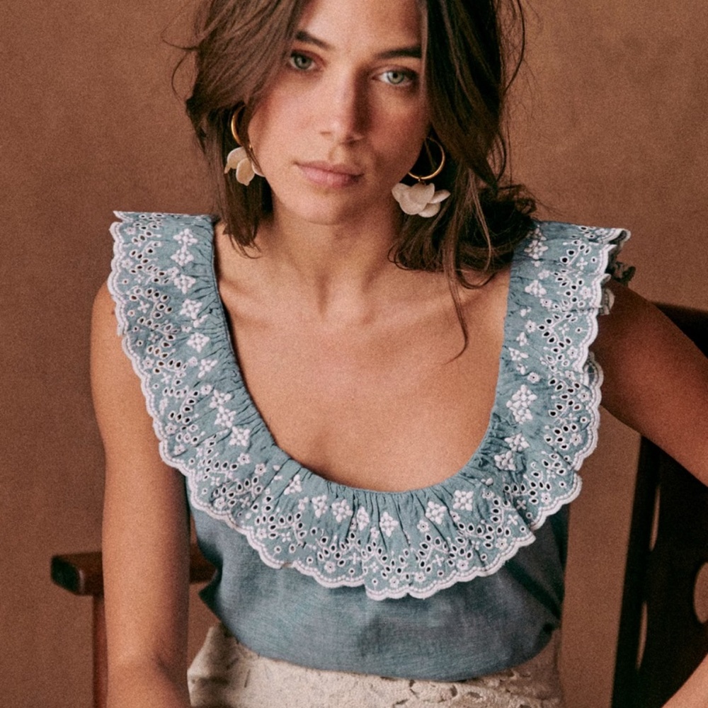 Sezane Rosa Blouse Chambray - Size 8